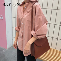 Beiyingni 2020 wiosna jesień kobiety koszule biały zwykły luźne ponadgabarytowych bluzki bluzki damskie luźne BF koreański styl Blusas kieszenie 2